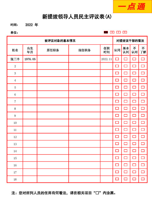 新提拔領導人員民主評議系統(tǒng)